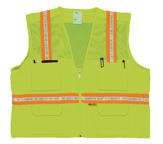 Picture of 2W 8048-M XL Multi-Pocket Surveyor Vest - Lime- Extra Large
