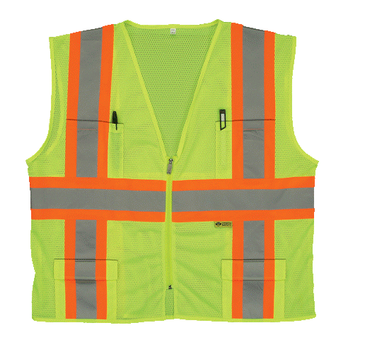 Picture of 2W M7048C-2 XL Class 2 Mesh Multi-Pocket Vest - Lime&#44; Extra Large