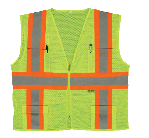 Class 2 Mesh Multi-Pocket Vest - Lime, 3 Extra Large