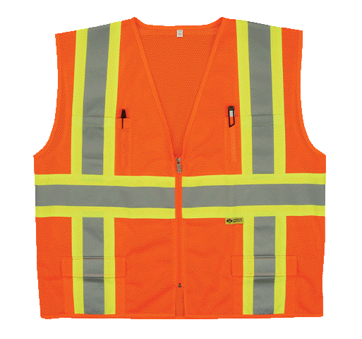 M7038C-2 4XL Class 2 Mesh Multi-Pocket Vest - Orange- 4 Extra Large