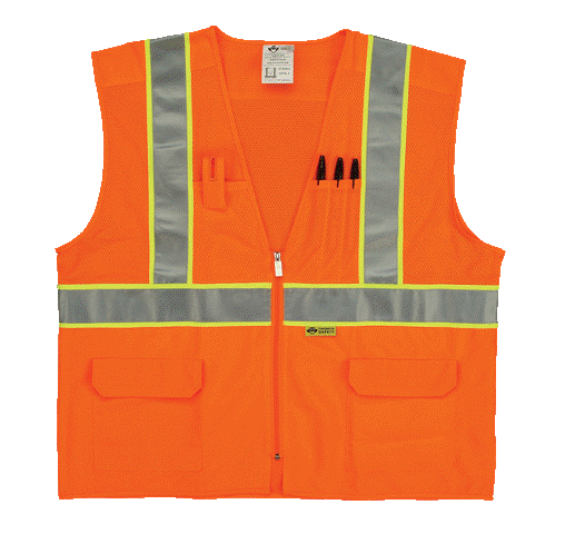 Picture of 2W MS330C-2 L Class 2 Mesh And Solid&#44; Ansi Vest - Orange&#44; Large