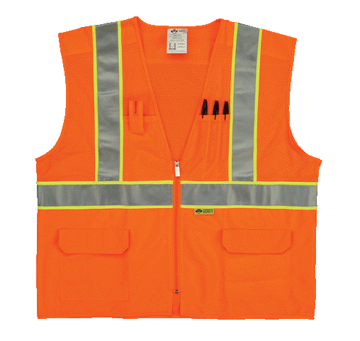 MS530C-2 3XL Class 2 Mesh And Solid- Ansi Vest - Orange- 3 Extra Large
