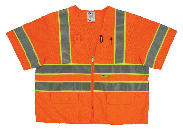 Picture of 2W MS339C-3 3XL Class 3 Mesh And Solid&#44; Ansi Vest - Orange&#44; 3 Extra Large