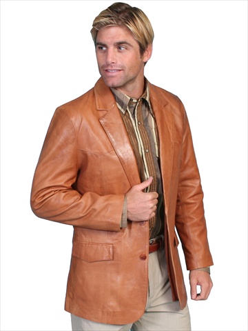 501-171-42 Mens Leather Wear Western Blazer- Ranch Tan- Size 42 -  Scully