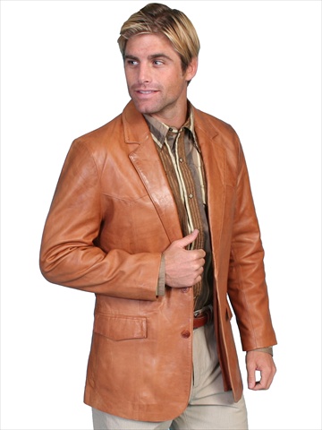 501-171-44 Mens Leather Wear Western Blazer- Ranch Tan- Size 44 -  Scully