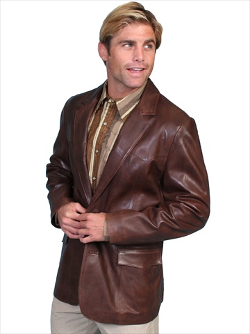 501-427-40 Mens Leather Wear Western Blazer- Chocolate- Size 40 -  Scully