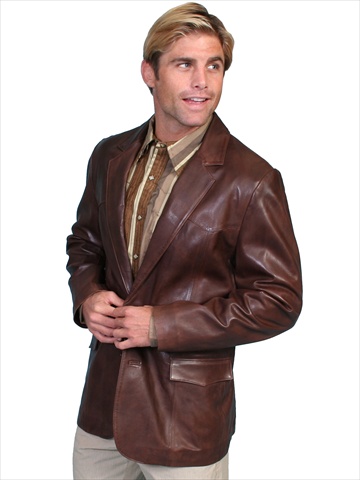 501-427-42 Mens Leather Wear Western Blazer- Chocolate- Size 42 -  Scully