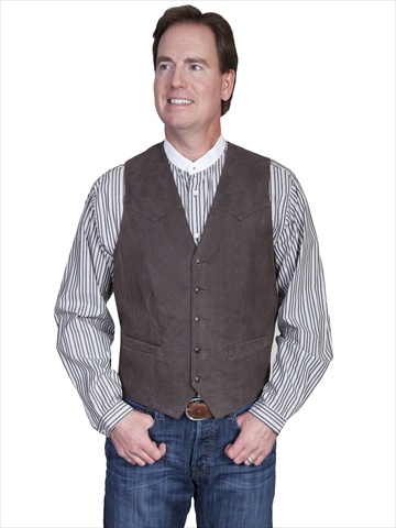 503-63-44 Mens Leather Wear Lamb Western Vest - Brown - 44 -  Scully