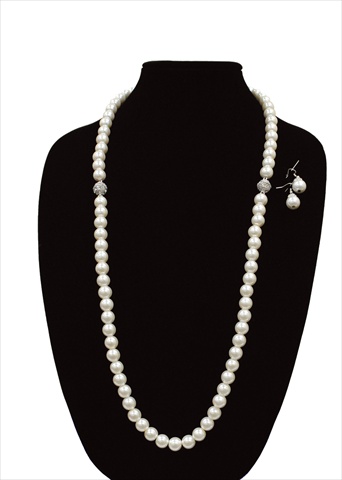 Picture of Best Desu 17057 2 Crystal Pearl Glass Necklaces And 1 Pair Of Earrings