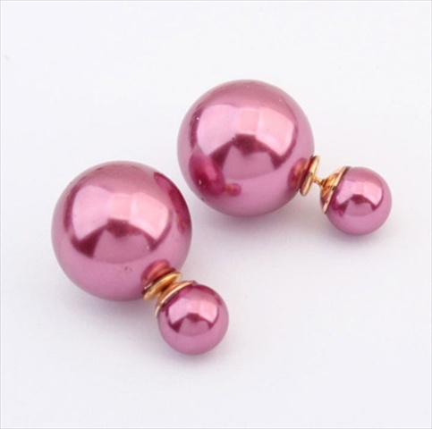 Picture of Best Desu 17962SHP Double Sided Pearl Stud Earrings&#44; Shiny Pink