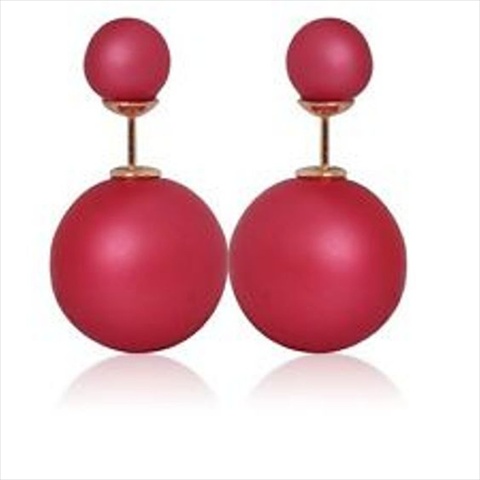 Picture of Best Desu 17962SWR Double Sided Pearl Stud Earrings&#44; Shiny Rose Red
