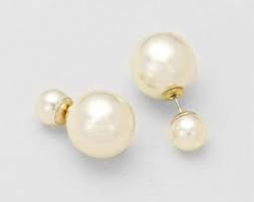 Picture of Best Desu 17962SW Double Sided Pearl Stud Earrings&#44; Shiny White