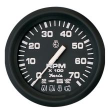 Picture of Faria Beede Instruments 759266328501 4 In. Euro Black Tachometer with Systemcheck Indicator - 7,000 RPM