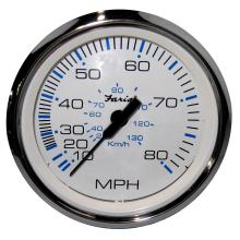 Picture of Faria Beede Instruments 759266338197 4 In. Chesapeake White SS Speedometer - 80MPH&#44; Mechanical