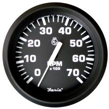 Picture of Faria Beede Instruments 759266328051 4 In. Euro Black Tachometer - 7,000 RPM, Gas All Outboard