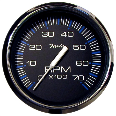 Picture of Faria Beede Instruments 759266337183 4 in. Chesapeake Black Stainless Steel Tachometer&#44; 7000 RPM Gas