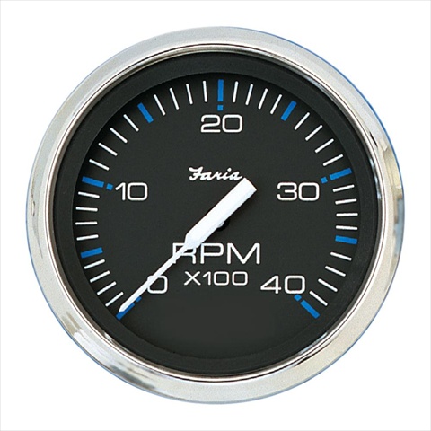 Picture of Faria Beede Instruments 759266337428 4 in. Chesapeake Black Stainless Steel Tachometer&#44; 4000 RPM Diesel
