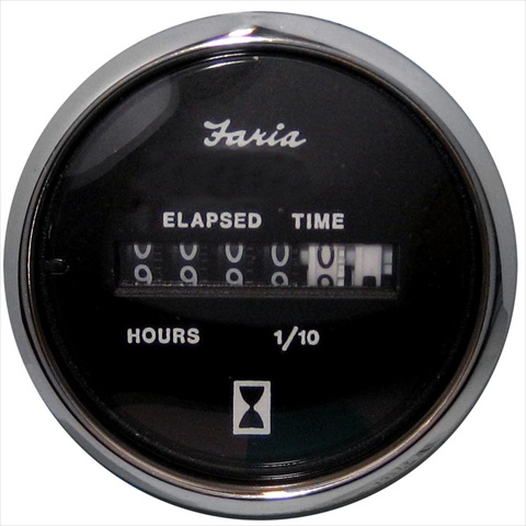 Picture of Faria Beede Instruments 759266137134 2 in. Chesapeake Black Stainless Steel Hour Meter, 10,000 Hrs, 12-32VDC
