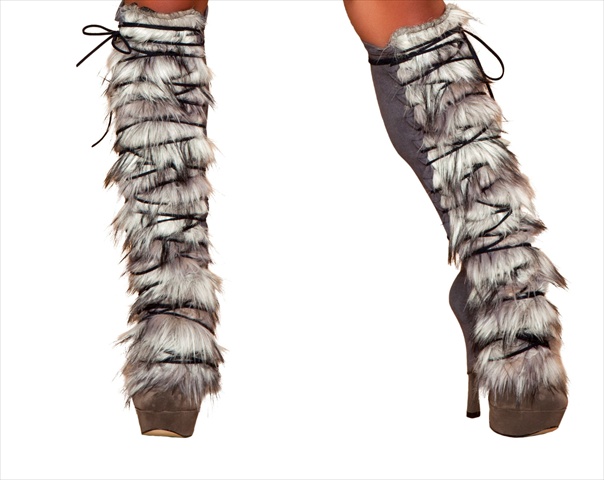 Picture of Roma Costume 14-LW4428-AS-O-S Synthetic Fur &amp; Suede Leg Warmer With Lace- One Size