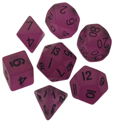 LIC307 Purple Glow Dark Resin Dice Set