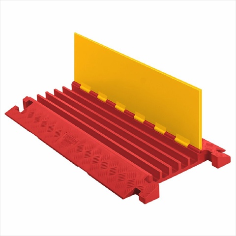 CP5X125-Y-O Polyurethane Extra Heavy Duty 5 Channel Cable Protector with T-Shaped Connectors- Yellow Lid with Orange Ramp -  Checkers Industrial Safety Products, CHK-CP5X125-Y-O