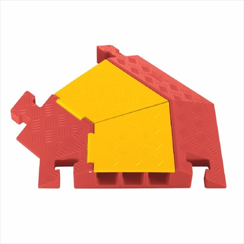 Cable Protector 45 Deg Left Turn, 3 in H, 24-3/4 in L, 23-1/4 in W, 3 Channel, Polyurethane