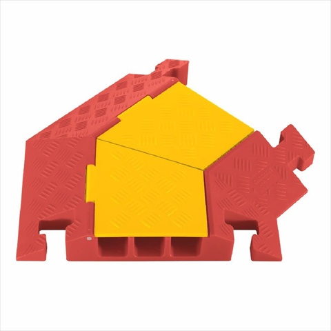 Cable Protector 45 Deg Right Turn, 3 in H, 24-3/4 in L, 23-1/4 in W, 3 Channel, Polyurethane