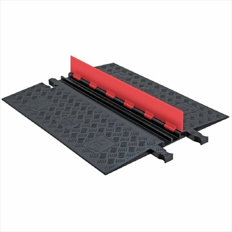 GD2X75-O-B Polyurethane Heavy Duty 2 Channel Low Profile Cable Protector with ADA Compliant Ramp- Orange Lid with Black Ramp -  Checkers Industrial Safety Products, GD2X75-OB