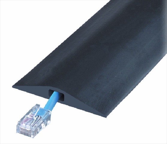 Cable Protector, 7/16 in H, 10 ft L, 3 in W, 1 Channel, Rubber, Black