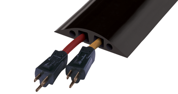 Cable Protector, 1-1/8 in H, 10 ft L, 5-3/4 in W, 2 Channel, Rubber, Black