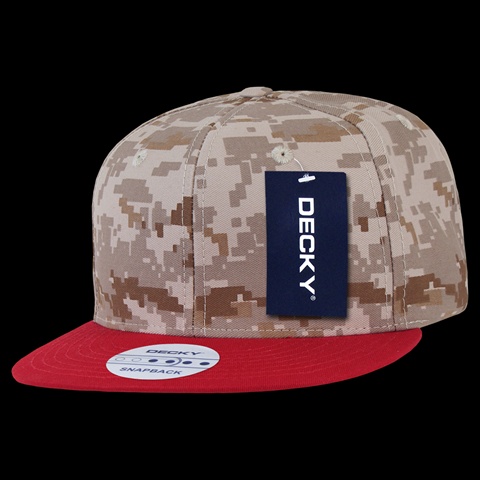 1047-REDDD Digital Camo Snapbacks, Red & Desert