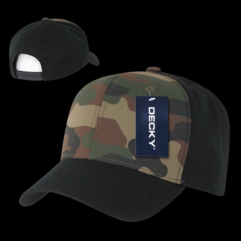 1048-BWB Cotton Curve Bill Snapbacks- Black Woodland & Black