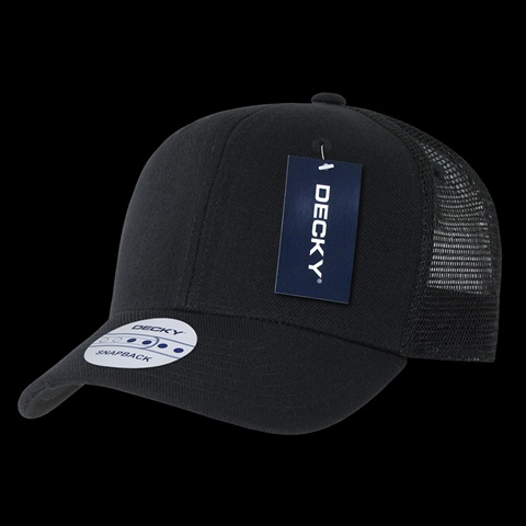 6 Panel Curve Bill Trucker Caps- Black