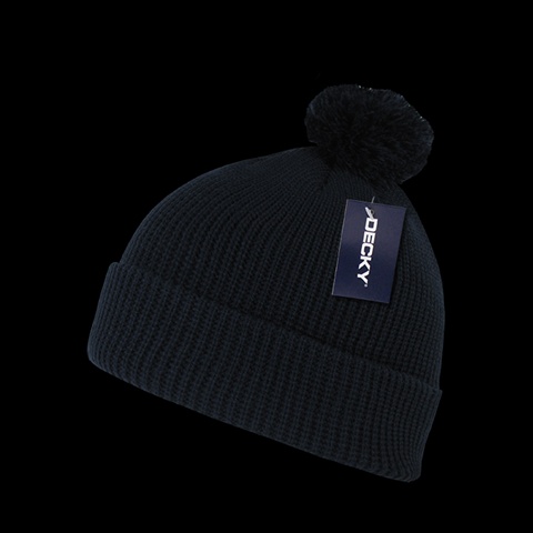 686-NVY Pom Pom Acrylic Beanies- Navy