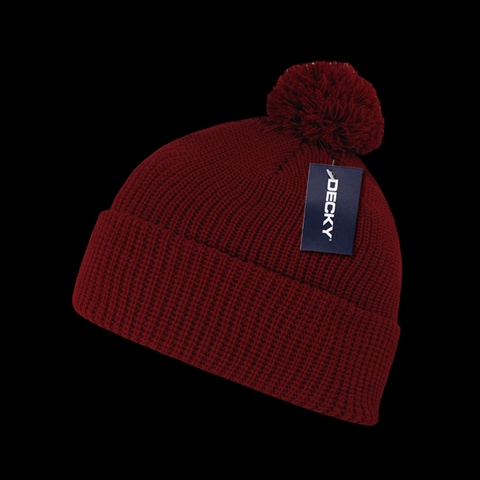 686-RED Pom Pom Acrylic Beanies- Red