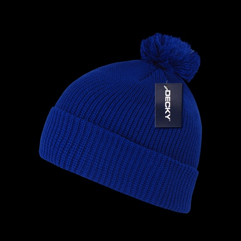 Pom Pom Acrylic Beanies- Royal