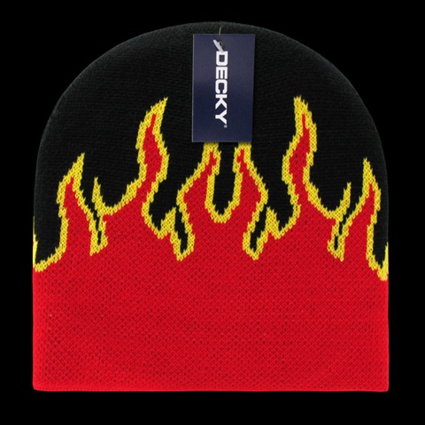 8003-BLKRED Fire Beanie