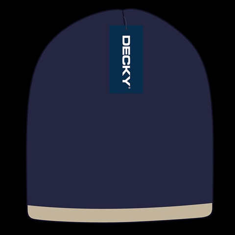 8007-NVYKHA Single Striped Beanies- Navy & Khaki