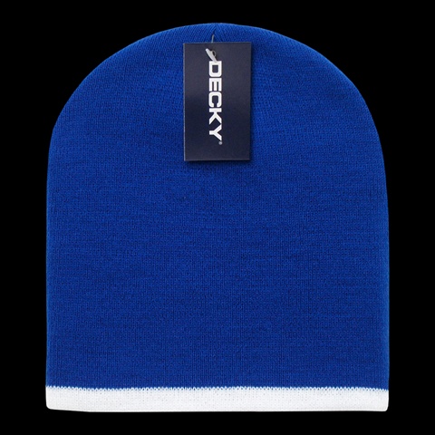 8007-RYLWHT Single Striped Beanies- Royal & White