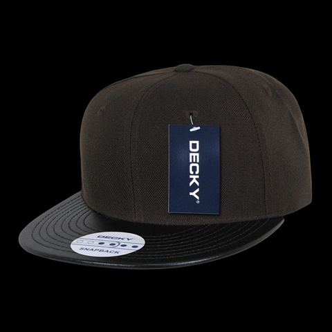 1071-BROBLK Acrylic & Vinyl Snapbacks- Brown & Black