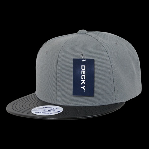 1071-GRYBLK Acrylic & Vinyl Snapbacks- Grey & Black