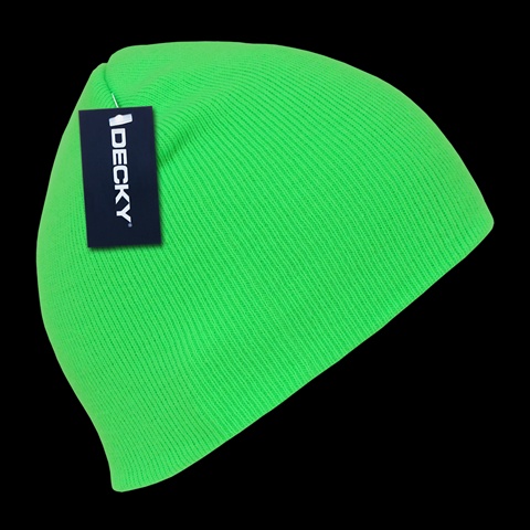 814-GRN Neon Acrylic Short Beanies- Green