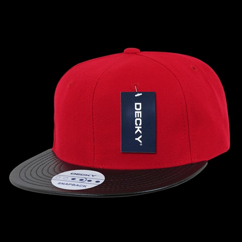 1071-REDBLK Acrylic & Vinyl Snapbacks- Red & Black