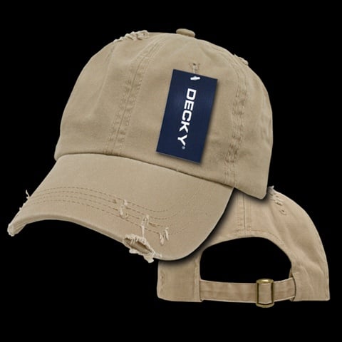 Vintage Frayed Polo Caps- Khaki