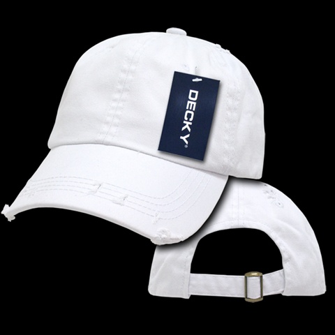959-WHITE Vintage Frayed Polo Caps- White