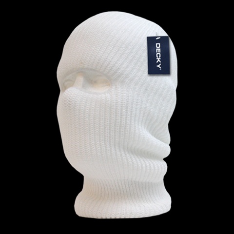 Face Mask 1 Hole Beanie- White