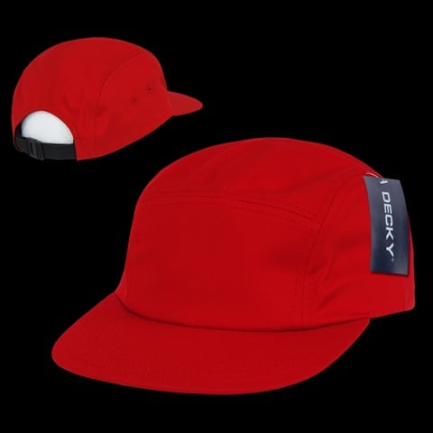 985-RED 5 Panel Racer Caps- Red