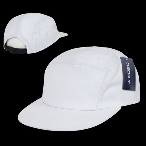 5 Panel Racer Caps, White