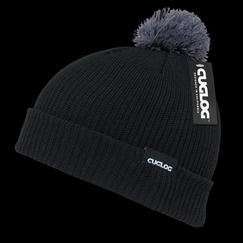 K002-BLK Everest Pom Pom Beanie- Black