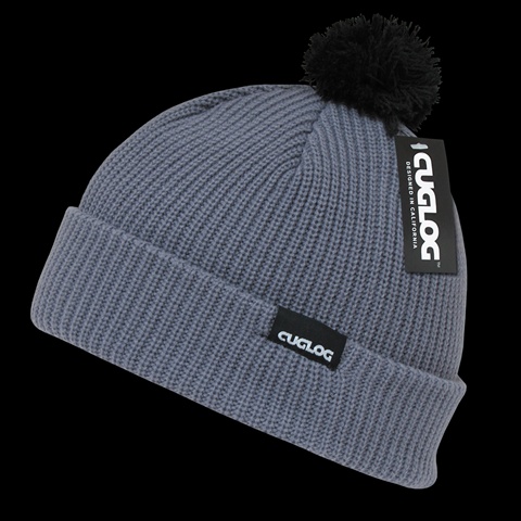 K002-GRY Everest Pom Pom Beanie, Grey